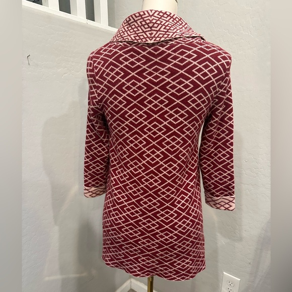 Anthropologie Moth Burgundy Geometric Sweater - Picture 6 of 7
